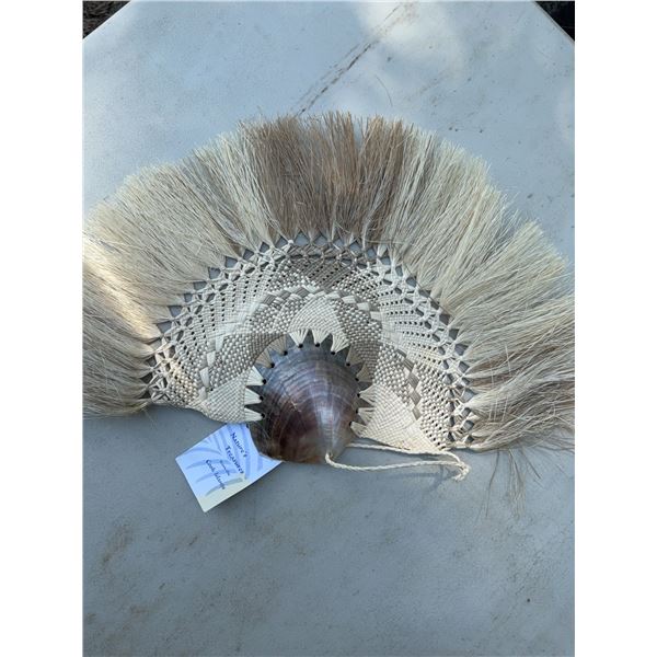 Cook Islands Woven Fan with Shell Accent