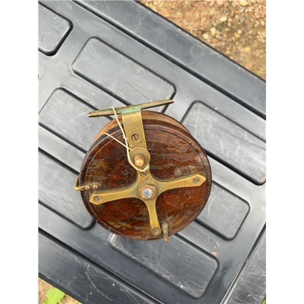 Wood and Brass Fishing Reel