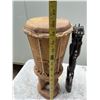 Image 6 : African Carved Wooden Drum and Figurine