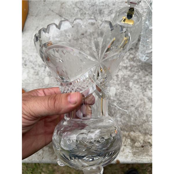 Hand-Cut Crystal Tableware: Bell, Vase, and Sleigh