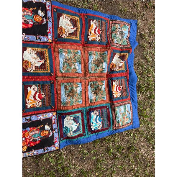 Colourful Native American Themed Quilt, 52" x 62"