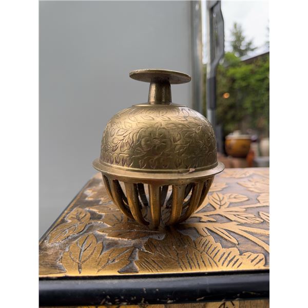 Vintage Brass Handcrafted Bell with Floral Motif