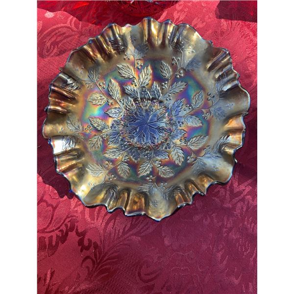Fenton Carnival Glass Sunburst Pattern Bowl, 8 Inch