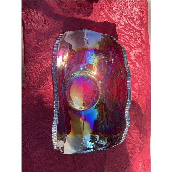 Ruby Red Carnival Glass Bowl – Sunburst Pattern, Indiana Glass Co.