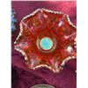 Image 1 : Antique Orange Carnival Glass Compote, 6-Inch Ruffled Edge