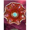 Image 2 : Antique Orange Carnival Glass Compote, 6-Inch Ruffled Edge