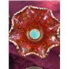 Image 3 : Antique Orange Carnival Glass Compote, 6-Inch Ruffled Edge