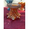 Image 7 : Antique Orange Carnival Glass Compote, 6-Inch Ruffled Edge
