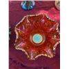 Image 9 : Antique Orange Carnival Glass Compote, 6-Inch Ruffled Edge