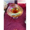 Image 1 : Vintage Marigold Carnival Glass Trumpet Vase, 3.5" x 6"