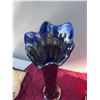 Image 3 : Vintage Iridescent Blue Carnival Glass Vase, 15 Inch Tall
