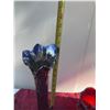 Image 4 : Vintage Iridescent Blue Carnival Glass Vase, 15 Inch Tall