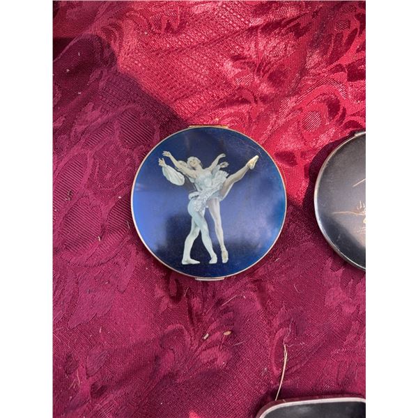 Vintage Compact Case Trio: Ballet, Asian Motif, Stratton & Elgin American
