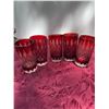 Image 1 : 5 Vintage Red Cut-to-Clear Crystal Glasses, 4.75" Tall