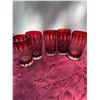 Image 2 : 5 Vintage Red Cut-to-Clear Crystal Glasses, 4.75" Tall