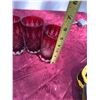 Image 3 : 5 Vintage Red Cut-to-Clear Crystal Glasses, 4.75" Tall