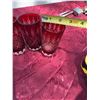 Image 4 : 5 Vintage Red Cut-to-Clear Crystal Glasses, 4.75" Tall