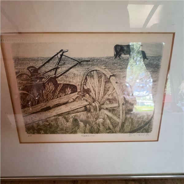 7 Framed Artworks: Drawings, Watercolour, Prints