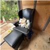 Image 1 : Black Wingback Armchair With Ottoman Storage Set
