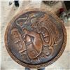 Image 2 : Hand-Carved Mexican Aztec-Style Round Wood Coffee Table