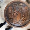 Image 4 : Hand-Carved Mexican Aztec-Style Round Wood Coffee Table