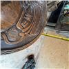 Image 6 : Hand-Carved Mexican Aztec-Style Round Wood Coffee Table