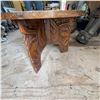 Image 9 : Hand-Carved Mexican Aztec-Style Round Wood Coffee Table
