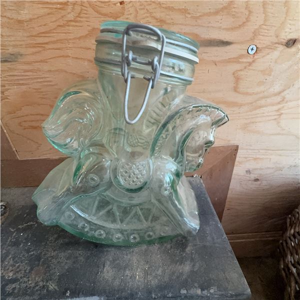 Vintage Rocking Horse Glass Storage Jar with Hermetic Lid