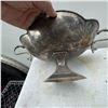 Image 3 : Antique Hammered Silverplate Pedestal Bowl with Handles