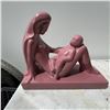 Image 2 : Vintage Pink Ceramic Mother and Child Sculpture 16"
