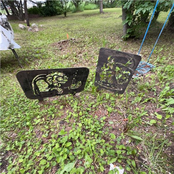 Metal Cartoon Character Silhouette Yard Art Stakes