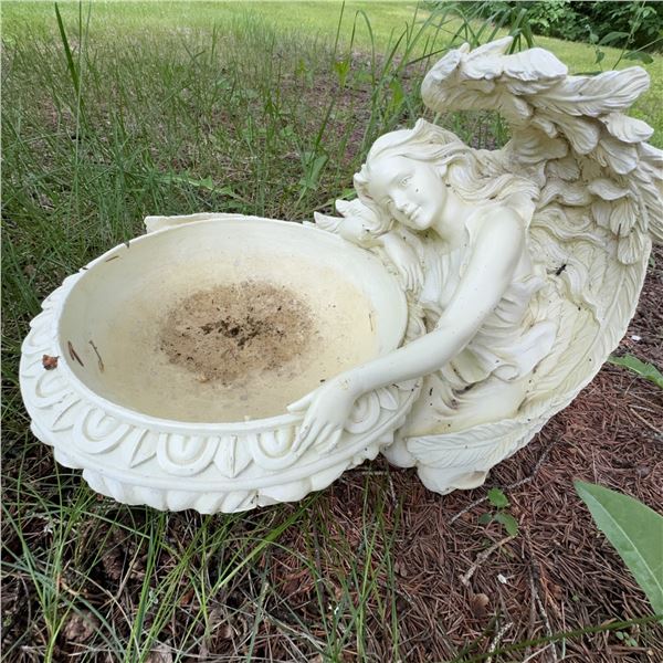 Decorative Angel Garden Bird Bath, 19 Inches
