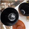 Image 12 : Vintage Metal Wok, Nesting Enamel Bowls, and Glassware Assortment
