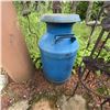 Image 4 : Vintage Blue Milk Can, Enamel Basin & Wrought Iron Plant Stand