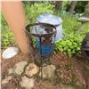Image 7 : Vintage Blue Milk Can, Enamel Basin & Wrought Iron Plant Stand
