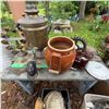 Image 1 : Vintage Brass Samovar and Ceramic Crock Assortment