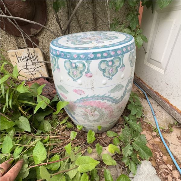 Chinese Porcelain Garden Stool, Hand Painted, 18" Tall