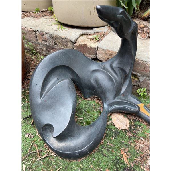 Abstract Black Metal Dolphin Sculpture