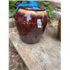 Image 1 : Brown Glazed Ceramic Cookie Jar with Lid