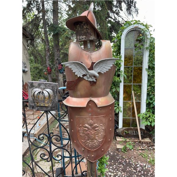 Copper-Coloured Decorative Armour Set with Eagle Motif and Shield
