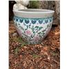 Image 1 : Large Ceramic Fish Bowl Planter with Floral Motif, 21" Diameter