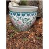 Image 2 : Large Ceramic Fish Bowl Planter with Floral Motif, 21" Diameter