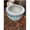 Image 3 : Large Ceramic Fish Bowl Planter with Floral Motif, 21" Diameter