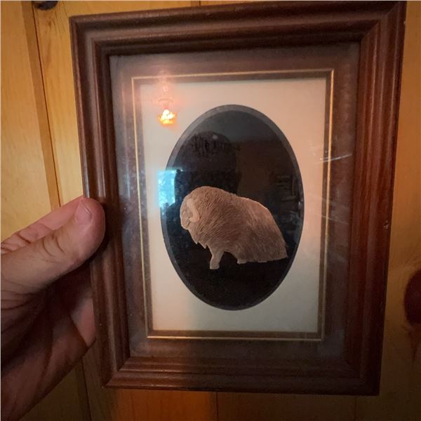 Framed Canadian Native Caribou Hair Tufting by Myrtle de Maille (1988)