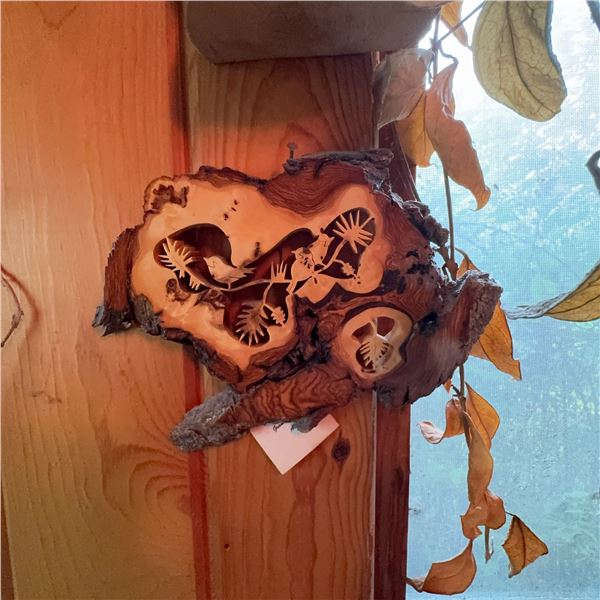 Burl and Wood Carvings: Cowboy Portrait & Nature Scene