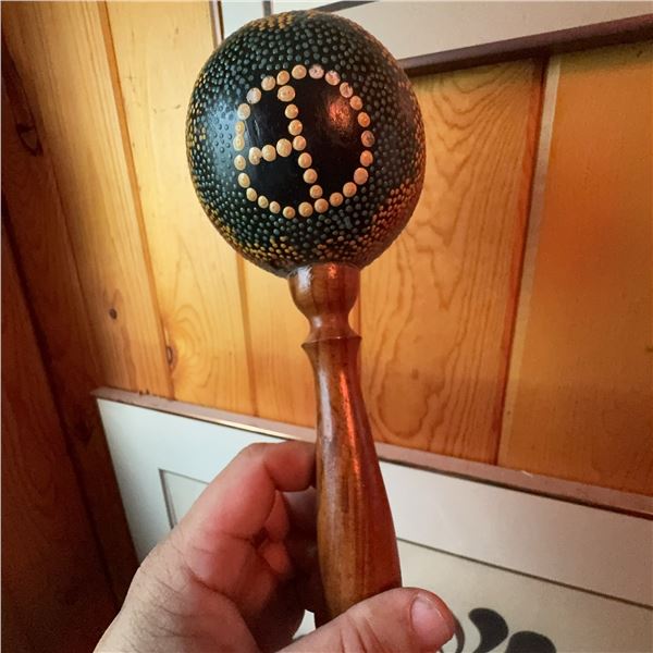 Handmade Maraca With Peace Symbol Design