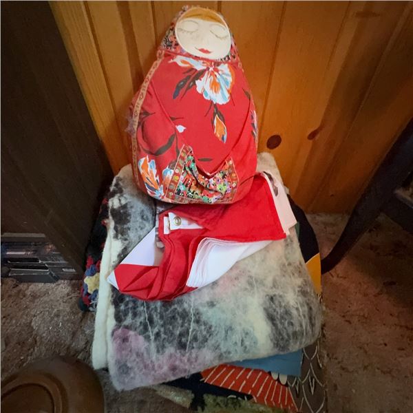 3: Handmade Doll, Blanket, and Red-White Swimwear