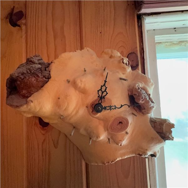 Rustic Wooden Burl Wall Clock with Natural Edge