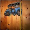 Image 4 : Vintage Blue Metal Wall Art – Antique Car Motif