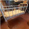 Image 4 : Vintage White Metal Baby Crib with Mattress
